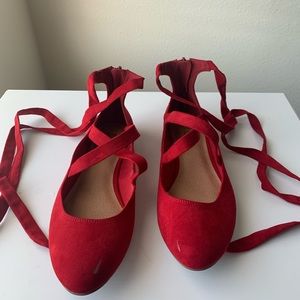 Red slip ons